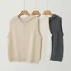 Chaleco de Punto Grueso con Capucha y Cremallera 100% Cachemira para Otoño e Invierno, Suéter para Vestir en Capas para Mujer, Top sin Mangas con Capucha
