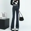 Jeans Skinny Forrados de Polar Negro para Mujer Otoño e Invierno 2024 Nuevos de Cintura Alta Ajustados Acampanados Pantalones Pequeños de Herradura