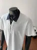 Camisa Polo de Patchwork Estilo Old Money Hombro Recto Manga Corta para Hombre, Camiseta de Cuello Campana de Gama Alta Fresca y Elegante, Retro Americano de Peso Pesado Manga Media