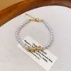 Pulseira de Zircônia Irregular e Pérola Estilo Francês, Luxo Leve, High-End, Pulseira Elegante, Pulseira com Design de Moda de Nicho para Mulheres