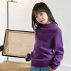Suéter de Cachemir 100% Lana Cuello Medio Alto para Niños Niñas Ropa Interior Tejida Mediano Grande Niños Bebé Suéter Engrosado