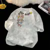Camiseta Tie-Dye Tendência Estilo Americano Manga Curta para Homem, Verão 2026 Novo Top Resistente de Corte Amplo Estilo Vintage para Casal