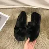 Zapatos peludos planos de felpa estilo francés, súper populares, tipo slip-on para mujer, adecuados para usar al aire libre en otoño e invierno, nuevos zapatos de algodón tipo gorro de moda 2025
