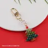 Chaveiro de Liga Colorido com Contas de Cristal Árvore de Natal Estéreo Papai Noel Pingente para Bolsa DIY Acessórios de Joia
