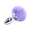 Cauda de Coelho Bola de Pelo Sintético de Visão Metal Expansor Anal, Brinquedo Sexual Plug Anal Alternativo