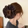 Faixa de Cabelo Estampada de Leopardo Retrô para Mulheres 2025 Nova Faixa de Cabelo de Cabeça Alta com Bola Corda de Cabelo para Rabo de Cavalo Alto Amarrar Cabelo Flor de Cabeça