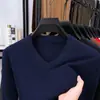 Nuevo Suéter de Otoño e Invierno para Hombre, Tejido de Punto con Cuello en V, Camisa Base de Manga Larga para Hombres de Mediana Edad para Papá