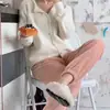 Pantalones Cálidos de Coral de Doble Cara para Mujer, Pantalones tipo Linterna con Puño, Amigables con la Piel, Cálidos, Se Pueden Usar al Aire Libre o como Pijama en Casa, Ventas Directas de Fábrica