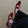 Zapatos Mary Jane de Alto Valor para Mujer Zapatos de Ballet Aumento Oculto de Altura Estatura Baja Zapatos de Salón Retro Francés Cómodos Tacones Bajos Pequeños