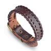 Nuevo Europeo y Americano Motocicleta Cuero Personalizado Pulsera Versátil Casual Capa Superior Piel Vacuna Envoltura Hebilla Aleación Pulsera Ajustable