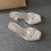 Elegante de Cristal con Falda Zapatillas Transparentes 2025 Verano Popular Hada Exterior Zapatillas
