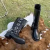 Hebilla de Cinturón Tacón Grueso Botas de Combate para Mujer 2026 Otoño Nuevo Estilo Botas Largas Hasta la Rodilla Botas Vaqueras Botas de Moda de Caballero