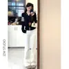 Jeans Feminino Branco de Cintura Alta Flare Pequeno Slim-fit Stretch Emagrecedor Tendência Ferraduras Verão Novo