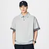 Ropa de Hombre Xintang Camisa de manga corta de verano para hombre, camisa POLO vintage con cuello de solapa, camisa casual de media manga, Lyocell