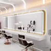Espejo Grande para Salón de Peluquería Espejo para Barbería Espejo para Área de Permanente y Tinte Mesa Espejo Espejo de Celebridad de Internet con Luz Marco Colgante Horizontal