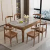 Mesa y Sillas de Comedor Modernas Minimalistas para Apartamentos Pequeños, Estilo Nórdico de Lujo Ligero, Madera Maciza, Mesa de Comedor Cuadrada y Redonda de Doble Uso Extensible
