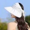 Elegante Sombrero de Pescador Abierto con Pliegues y Lazo para Mujer, Sombrero de Malla Fina Transpirable para el Sol de Verano que Hace que la Cara Parezca Más Pequeña