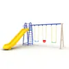 Combinación de tobogán, columpio y red para exteriores para niños de jardín de infantes, equipo de juegos para edades de 3 a 10 años