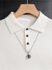 Suéter Polo de Punto Acanalado para Hombre de Tiktok Dropshipping Alta Elasticidad Transpirable Casual Estilo Old Money Camisa Polo para Hombre