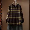 Ropa de otoño para mujer 2026 estilo nuevo top, elegante y relajado, casual con un toque de elegancia, a rayas de color contrastante tejido de manga larga MT