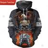 Explosões Outono e Inverno 2024 Caveira de Águia Impressão 3D Gola Redonda Moletom Meninos Moda Casual Pulôver Moletom com Capuz