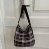 Bolso de Tote Retro a Cuadros de Nicho para Mujer Estilo Coreano Nuevo Estilo Universitario Bolsa para Viajar al Trabajo Mochila Casual de Gran Capacidad