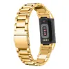 Aplicable a la pulsera Fitbit Charge 5, correa de acero de tres eslabones Charge5, metal, acero inoxidable de tres eslabones, correa de acero para reloj