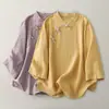 Blusas estilo Zen, Trajes Tang mejorados, Nuevo estilo chino, Estilo nacional ligero, Camisas holgadas de algodón y lino budista, Ropa de té para mujer de primavera y otoño