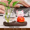 Lindo Gato de la Suerte Jarrón Hidropónico para Entrada, Aparador de Vino, Mueble de TV, Arreglo de Plantas de Escritorio de Oficina, Decoración del Hogar