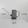 Plástico transparente de núcleo acero inoxidable boca larga regadera lodo tetera jardinería flor regadera ducha floristería verde