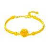 Nova Pulseira de Rosa Banhada a Ouro Pulseira Banhada a Ouro para Mulheres Pulseira de Flor Banhada a Ouro 24K Presente de Casamento Dia dos Namorados