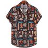 Camisa Masculina Havaiana Estampa 3D Flor de Castanha Manga Curta Moda Verão Top Casual Roupa Harajuku
