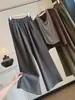 Pantalones casuales de pierna ancha estilo coreano para mujer, nueva colección de otoño, cintura alta elástica con cordón, pierna recta holgada, pantalones largos adelgazantes