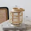 Linternas Escandinavas de Bambú Personalizadas con Plumas y Muebles de Piso para Balcón de B&B Decoración de Patio Exterior Linternas de Viento Portavelas