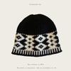 Atacado Coreia do Sul 2024 Novo Outono e Inverno Vintage Jacquard Lã Chapéu Tricotado Feminino Japonês Combina com Tudo Mostra Rosto Pequeno Chapéu Frio