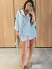 Conjunto de Traje de Satén Otoño/Invierno 2026 Chaqueta Retro de Solapa de Siete Mangas Shorts de Pierna Ancha Fluidos de Cintura Alta Conjunto de Dos Piezas