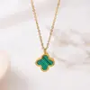 Collar Sencillo Estilo Coreano Trébol de Cuatro Hojas Doble Cara Cadena para Clavícula Popular para Mujer Acero de Titanio 18K de Alta Gama Collar que No se Desvanece