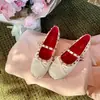Zapatos Mary Jane bajos de estilo ballet con tachuelas, fruncidos, punta redonda, tacón bajo y correa de lazo, famosos en Internet