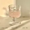 Copo de Vidro Gravado Retro Criativo Mini Copo de Vinho de Frutas Conjunto de Copinhos Exclusivo Taça Pequena de Vinho Copinho