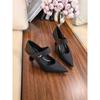 Otoño 2026 Nuevo Estilo Francés Punta Fina Color de Moda Bloque de Color Zapatos de Mujer Versátiles Tacón Alto Punta Fina Elegantes Zapatos de Salón de Boca Baja