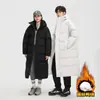Chaqueta de plumón para hombres y mujeres, adecuada para parejas, para deportes al aire libre, con cremallera de doble sentido, abrigo largo de invierno grueso y cálido con capucha