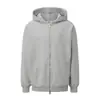 Nova Chegada Outono/Inverno 2026: Moletom com capuz estilo americano masculino em microfleece felpudo, zíper duplo, cor sólida, design simples