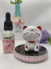 Nuevo Gato de la Suerte Mini Cabeza Grande Solar para Coche Aceite Esencial Aromaterapia Muñeca de Decoración Interior Linda Decoración Creativa