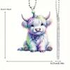 Novo Pingente de Vaca Desenho Animado Fofo 2D para Carro, Árvore de Natal e Decoração de Casa