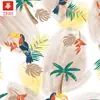 Tecido de algodão brocado estampado de verão estilo havaiano vestuário masculino conjunto de roupas infantis calça anti-mosquito camisa tecido pronta entrega atacado