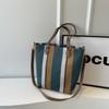 2024 Nueva Moda Bolso de Lona Rayado Portátil para Viajero Bolso Tote de Color Contrastante Bolso Cruzado para Hombro Todoterreno