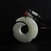 Durante las ventas directas, un collar de cadena para suéter con colgante de jade Fu Khan, colgante de jade blanco, collar largo para hombre y mujer, accesorios de temperamento versátiles