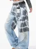 Jeans a Cuadros con Silueta de Street Dance Retro Americano para Mujer Estilo Nuevo Otoño e Invierno 2025 Pantalones de Pierna Ancha Sueltos Chic