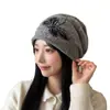 Gorro de punto para mujer para otoño e invierno, nuevo gorro tipo beanie con protección para las orejas, cálido y versátil, hace que la cara se vea más pequeña, moderno gorro para ir al trabajo con lazo de mariposa en la parte trasera