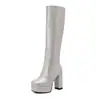 Botas Altas de Nuevo Estilo que Muestran la Pierna, Botas de Caballero Estilo Europeo y Americano, Botas de Plataforma con Tacón Grueso Alto, Tallas Grandes 40-43, Botas de Exportación